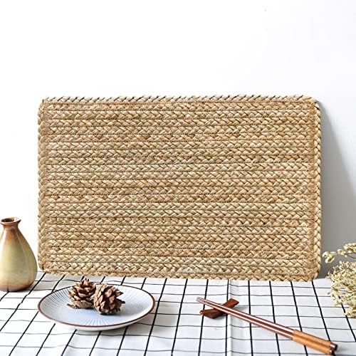 Woven Placemats Set of 6 Rattan Placemats Rectangle Natural Placemats Wicker Heavy Braided Straw Placemat Farmhouse Square Plates Place mats for Indoor/Outdoor Patio Table 17.7'' X 11.8'' - Image 3