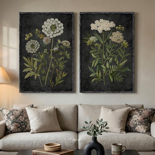 Large Framed Vintage Floral Botanical Wall Art for Living Room, 24x36 In by Cuspin