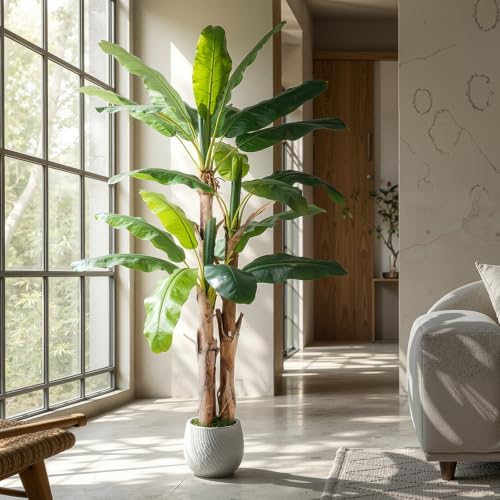 7FT Banana Tree Artificial, Faux Banana Leaf Plant for Outdoor - Image 6