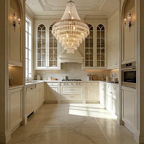 Wellmet French Empire Crystal Chandeliers, Antique Bronze Chandeliers 13 Lights, Rustic Farmhouse Chandelier High Ceiling Light Fixture for Entryway, Foyer, Dining Room, Staircase, 34" W - Image 2