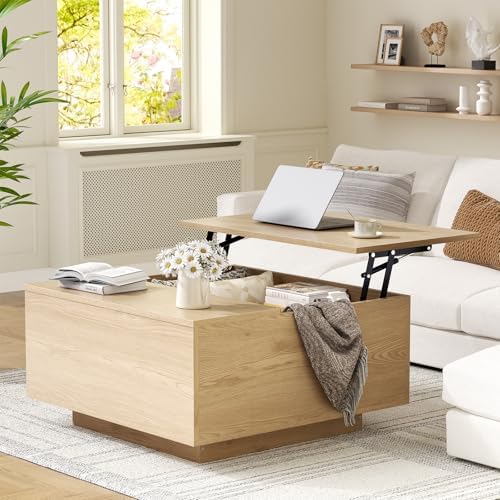 FABATO 31.5'' Lift Top Coffee Table Wood Center Table with Storage, Natural by FABATO