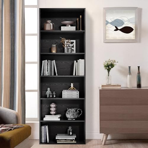 GRUSIGN 71" Tall 6-Tier Bookshelf, Large Open Display Bookcase with Ample Storage, Floor Standing Book Shelf for Living Room, Home Office, Bed Room, Black - Image 3