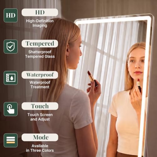 21"x64" Full Length Mirror with Lights, Standing Mirror - Image 5