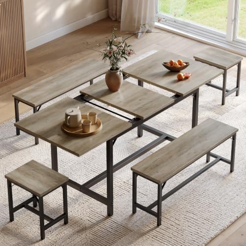 Tatub 5-Piece Extendable Dining Table Set for 4-8, 63" Kitchen Table Set by Tatub