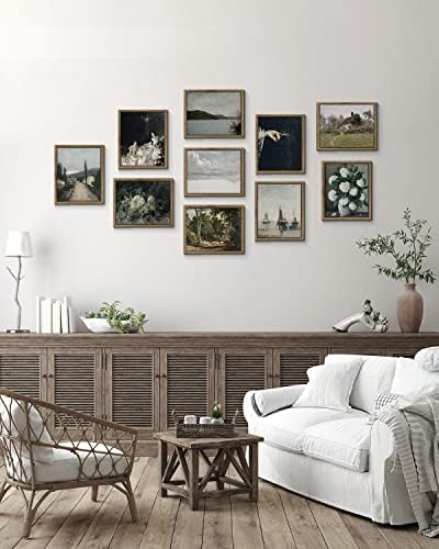 InSimSea Framed Canvas Wall Art Vintage Decor, Vintage Room Decor, Classical Landscape Oil Paintings for Wall Decorations, Canvas Wall Art for Bedroom Living Room, Bathroom Decor Wall Art, 8"x10" - Image 3
