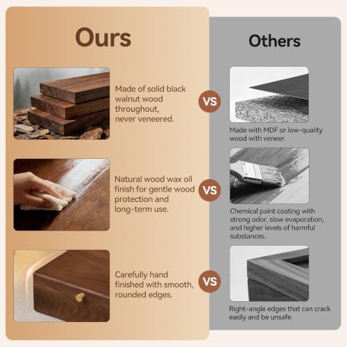 Black Walnut Wooden Jewelry Box, 2 Layer Necklace Organizer Case for Women - Image 4