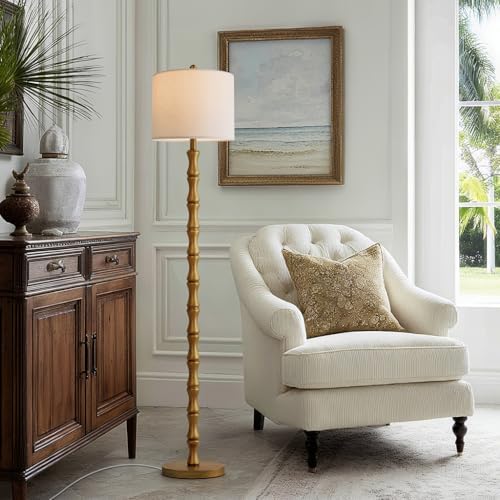 BOBOMOMO 62" Rustic Farmhouse Floor Lamp Antique Gold with Remote & Dimmable 9W Bulb, 3 Color Temperatures Resin Standing Lamp, Retro Tall Lamp for Living Room, Bedroom, Nursery, Office, Reading Nook - Image 5