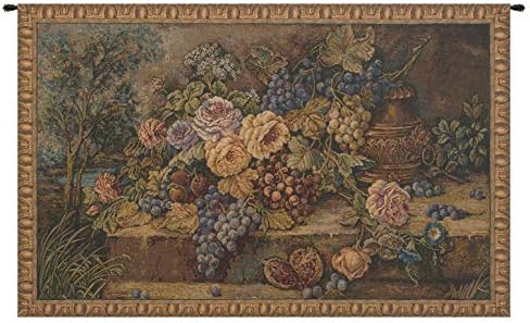 Decorative Bouquet with Grapes Floral Tapestry Wall Hanging 26 x 40 in by CCharlotteHomeFurnishings