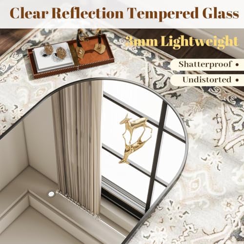 VooBang Arched Wall Mirror, 30 x 38 inch Arch Bathroom Mirror Black - Image 4