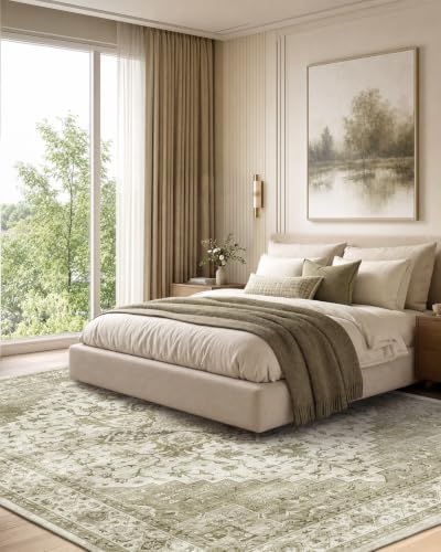 Amada Vintage Washable Area Rug,8'x10',Light Walnut - Image 4