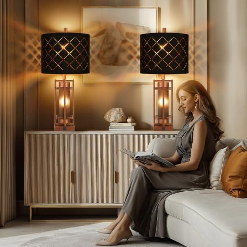 WIHTU 27'' Modern Table Lamp with Nightlight, Glod Metal Bedside Lamps - Image 6