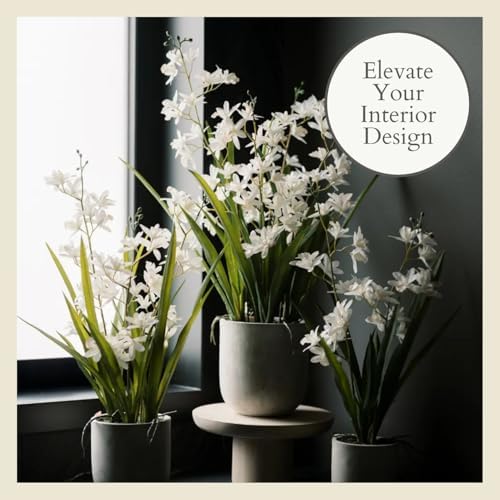 CG Hunter, Faux Vanda Orchid Plant, 26 in, White, Home Decor - Image 5