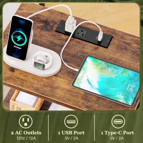 SUPERJARE Nightstand with Charging Station, USB-C Port, Bedside Table - Image 4