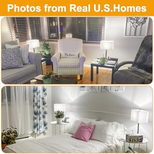 21" Touch Bedside lamps with 2 USB & AC Outlets, 3-Way Dimmable Bedside Table Lamps Set of 2 for Bedroom Living Room Office Reading, Gray Shade Lamps for Night Stands, 5000K LED Bulbs Included - Image 4