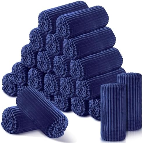 Buryeah 24 Pcs Flannel Blankets Bulk,Fall Outdoor Wedding, Navy by Buryeah