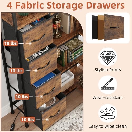 AFLUI 6-Tier Corner Bookshelf with LED and 4 Fabric Drawers - Image 4