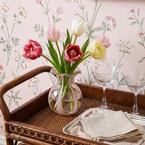 3-Piece 4.5" Ruffled Ribbon Small Vases for Flowers Hand-Blown Glass Vases - Image 3