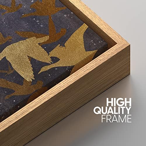 NWT Framed Canvas Print Wall Art Golden Birds Flying in Sky Nature Wilderness Illustrations Modern Art Decorative Landscape Rustic Zen Colorful for Living Room, Bedroom, Office - 16"x24" Natural - Image 4