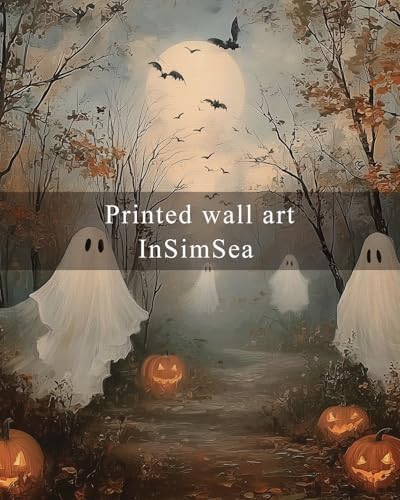InSimSea Vintage Halloween Ghost Wall Art, Fall Pumpkin Decor, Framed - Image 6