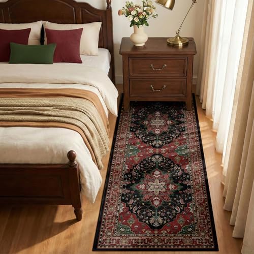 RELEANY Washable Area Rug, Runner 2'x5', Red/Black - Image 3