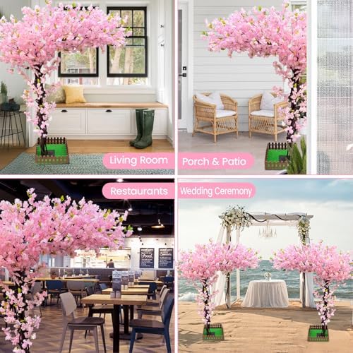 5FT Artificial Pink Cherry Blossom Tree, Faux Pink Cherry Blossom Tree with Dense Flowers and Sturdy Base, Indoor Fake Sakura Plant for Home Decor Living Room Office Wedding Party Event - Image 6