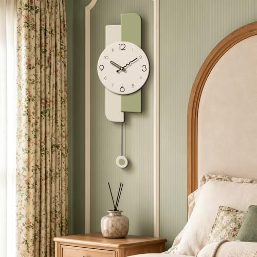 Modern Minimalist Pendulum Wall Clocks For Living Room Decor,9*24in,Sage by Janstime