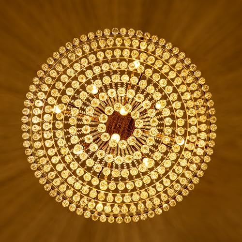 Wellmet French Empire Crystal Chandeliers, Antique Bronze Chandeliers 13 Lights, Rustic Farmhouse Chandelier High Ceiling Light Fixture for Entryway, Foyer, Dining Room, Staircase, 34" W - Image 5