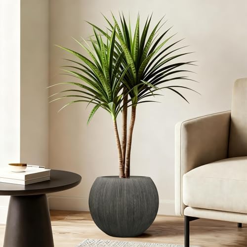 11.8" H x 14.5" Dia Large Round Plastic Black Planter with Drainage & Plug - Image 6