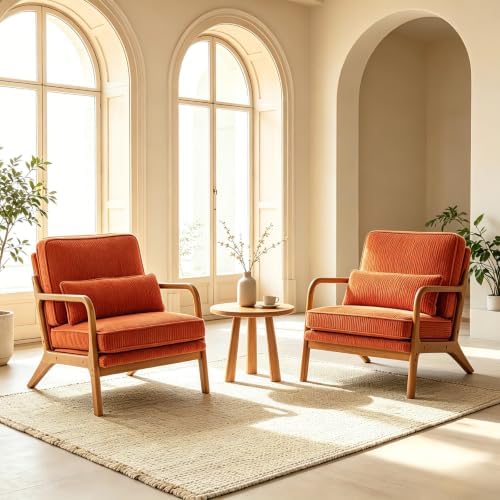 Karl home Mid-Century Modern Accent Reading Chair, Orange - Image 6