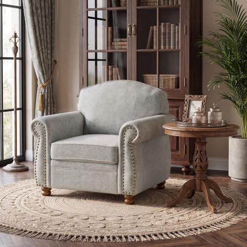 Traditional Oversized Accent Reading Chair Set of 2, 41.3" Oatmeal Chenille - Image 6