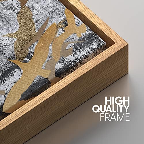 NWT Framed Canvas Print Wall Art Flying Golden Bird Collage Nature Wilderness Illustrations Modern Art Decorative Landscape Rustic Zen Colorful for Living Room, Bedroom, Office - 16"x24" Natural - Image 4