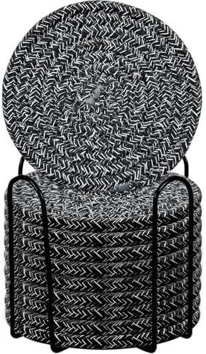 Woven Drink Coasters with Holder, Coasters for Drinks Set of 10 by ABenkle