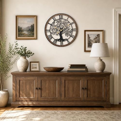 Micasso Large Wall Clock Decorative: 24 Inch Tree of Life Battery Operated - Image 5