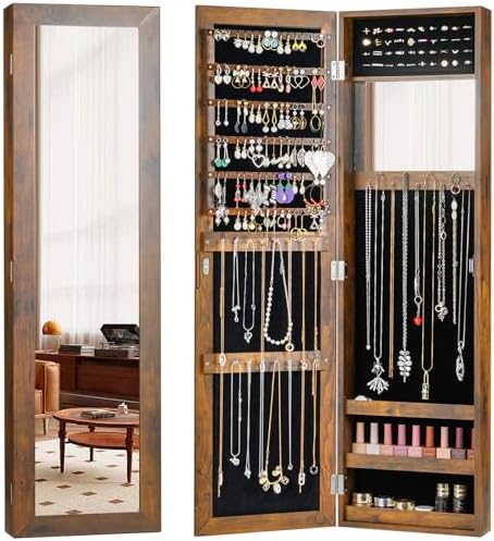 GIANTEX Wall or Door Mounted Jewelry Cabinet with Full Length Mirror by Giantex