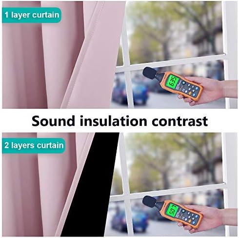 NICETOWN 100% Blackout Window Panel Curtains, Full Light Blocking Drapes with Black Liner for Nursery, 72 inches Drop Thermal Insulated Draperies (Lavender Pink, 2 Pieces, 52 inches Wide Per Panel) - Image 3