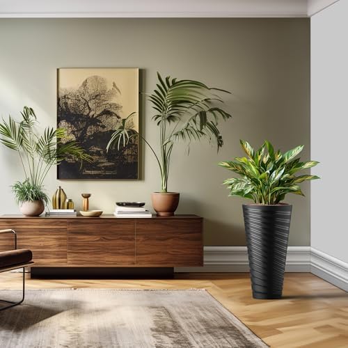 Kante Set of 2 Black Plastic Round Planters 29" Tall Home & Outdoor - Image 5
