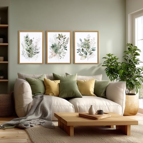 LLEEMPI Sage Green Botanical Wall Art Set of 3, 12x16 Wood Framed Prints - Image 5