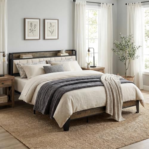LIKIMIO California King Bed Frame with Storage Headboard & Charging Station - Image 3