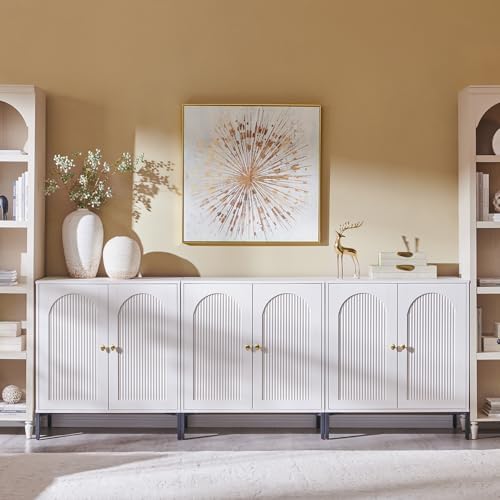 IFGET 92.63" W Modern Arched Sideboard Buffet Cabinet with Storage, White by IFGETEnrichYourLivingSpace