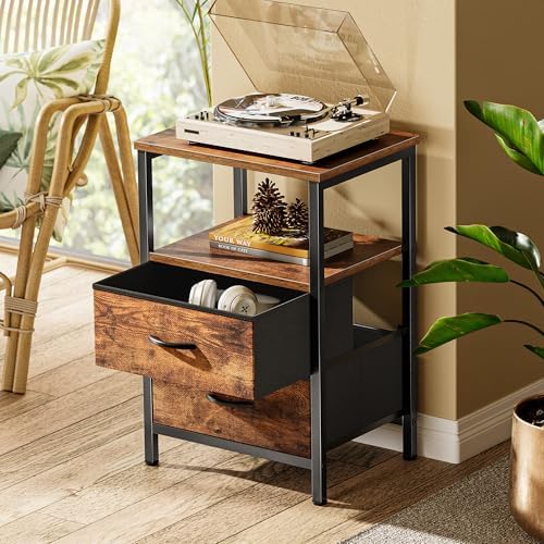 Huuger Night Stand Set of 2, Nightstand with 2 Drawers, Bedside Table - Image 2