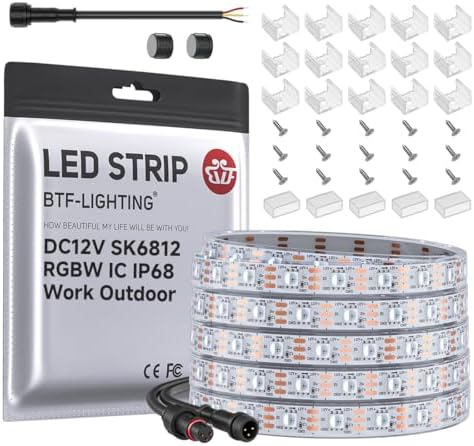 BTF-LIGHTING RGB+Cool White SK6812 LED Strip 16.4FT 300LED DC12V IP68 by BTF-LIGHTING
