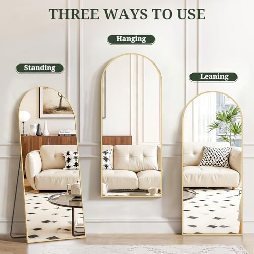 Mirror Full Length 56"x21", Arched Full Body Floor Mirrors with Stand - Image 6