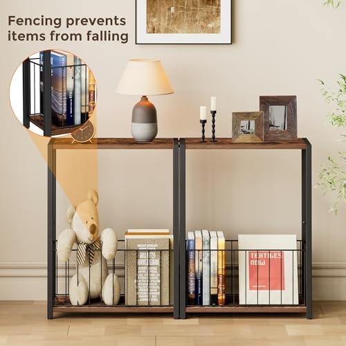 Homleke Narrow Side Table with Magazine Holder, Skinny End Table - Image 4