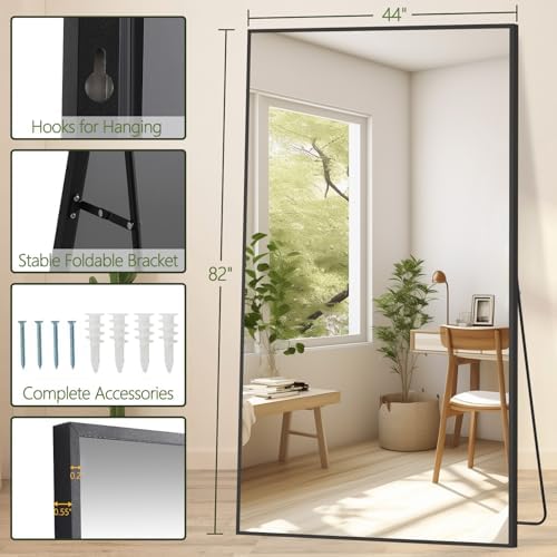 MELOMOIR 82"x44" Oversized Mirror Full Length, Floor Mirror for Gym, Black - Image 6