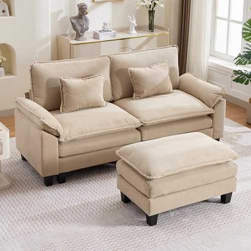 URRED Oversized Modular Sectional Sofa，Solid Khaki：87" L Shaped by URRED