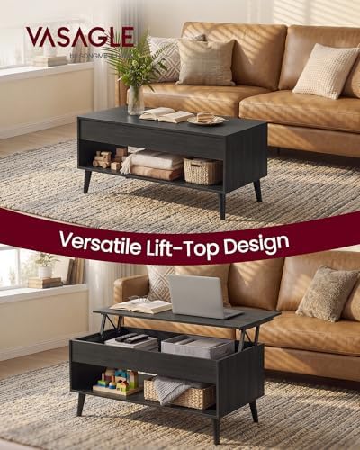 VASAGLE Lift Top Coffee Table with Hidden Storage, Gas Spring - Image 3