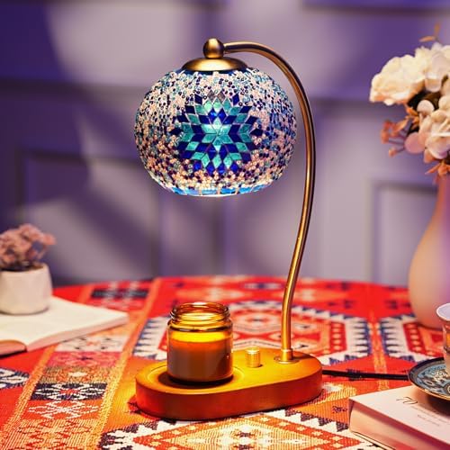 Turkish Mosaic Candle Warmer Lamp, Tiffany Style Wax Melt Warmer,Blue by YourVisionOurPrecision