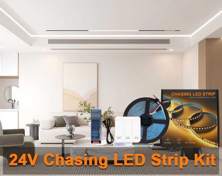 Running Water Effects Smart LED Strip Lights 3000K-3200K Warm White, 33FT 2835 SMD DC24V Addressable Led 1903IC 120Leds/M LED Strip for Bedroom, Kitchen,Home Decor Lighting - Image 5