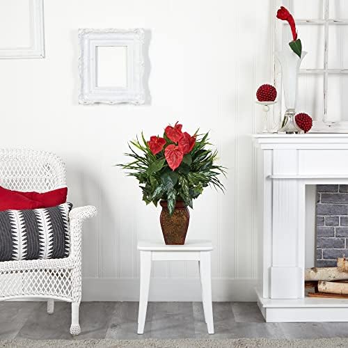 Nearly Natural 26 in Artificial Mixed Greens and Anthurium with Vase - Image 6