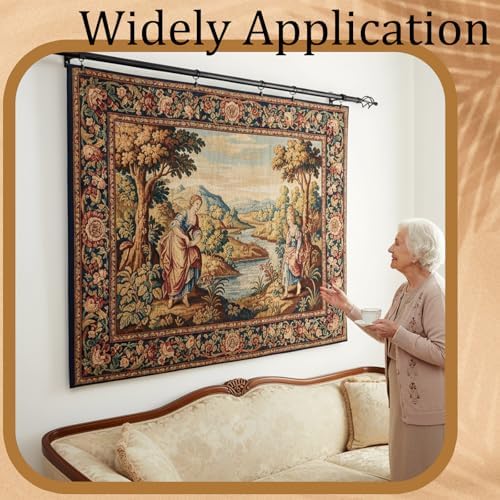Marsui Quilt Hanger for Wall Display, Spiral Cap Tapestry Rod 16"-30",Black - Image 3